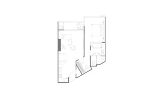 Планировка квартиры 1 спальня в корпусе Building B Origin Thonglor World in Bangkok, Thailand, ЖК Origin Thonglor World № 11008