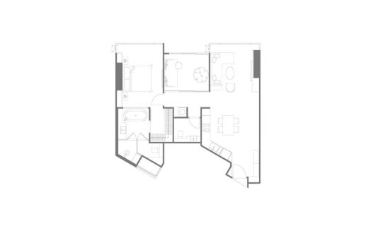 Apartment floor plan, 1 bedroom in building Building B Origin Thonglor World in Bangkok, Thailand, Origin Thonglor World No. 11009 (2D)