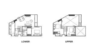 Duplex floor plan, 2 bedrooms in building Building B Origin Thonglor World in Bangkok, Thailand, Origin Thonglor World No. 11010