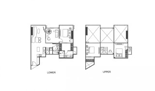 Duplex floor plan, 3 bedrooms in building Building B Origin Thonglor World in Bangkok, Thailand, Origin Thonglor World No. 11011